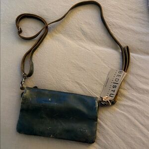 BED STU Women’s Cadence Dark Teal Lux Leather Crossbody Bag